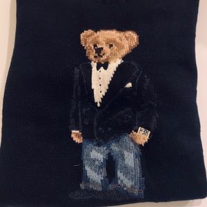 Ralph Lauren Intarsia Tuxedo Bear Polo Blk Sweater
